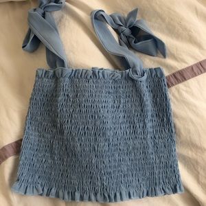 Blue Tie Crop Top
